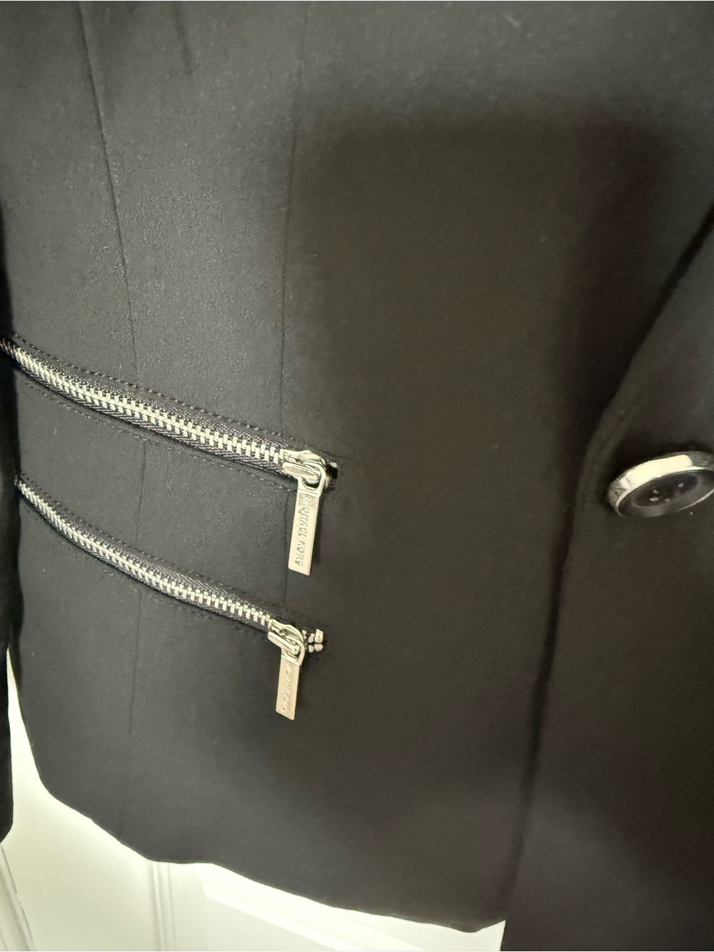 Michael Kors Black Blazer with Silver Zip Accents - Picture 3 of 8